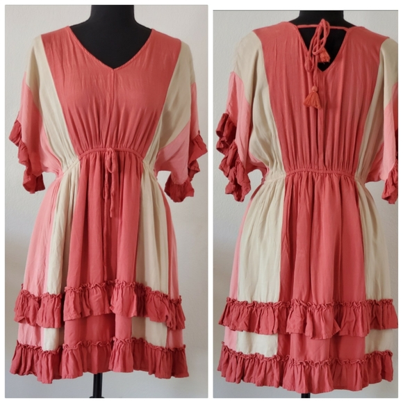 GIGIO BY UMGEE Marsala Color‎ Block V Neck Mini Dre - Picture 2 of 16